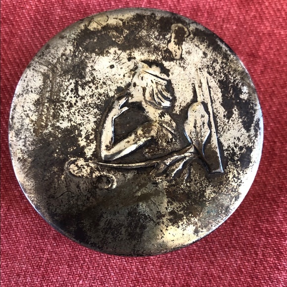 Vtg silver fairy faerie queen princess pill box